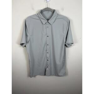 VUORI Short Sleeve Manhattan Button Down Shirt Gray Large